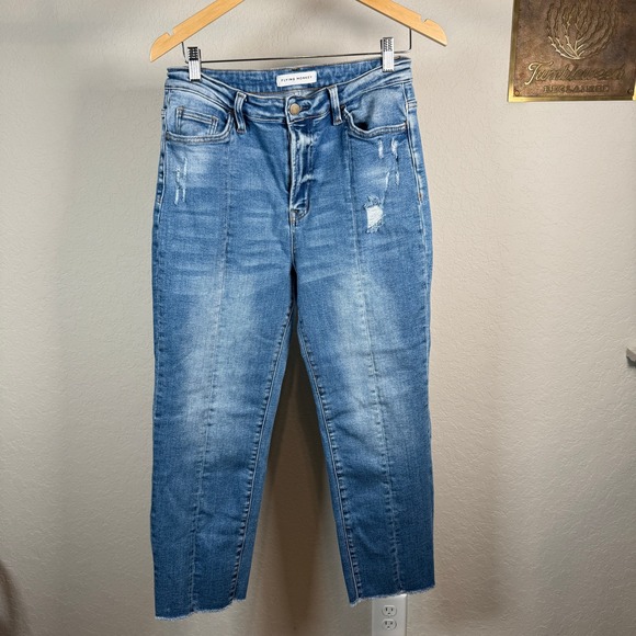 Flying Monkey High Rise Cropped Jeans Distressed Raw Hem Women's Size 30 - Picture 4 of 9
